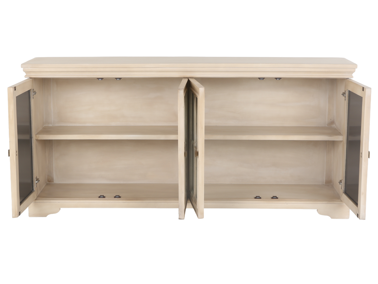 Desert Sand 4-Door Sideboard with Mirrored Panels