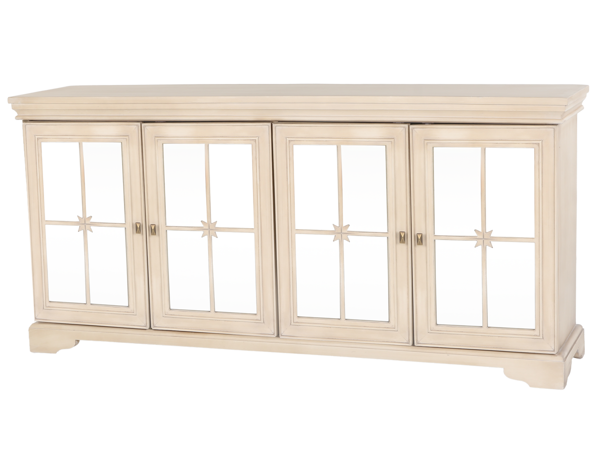 Desert Sand 4-Door Sideboard with Mirrored Panels