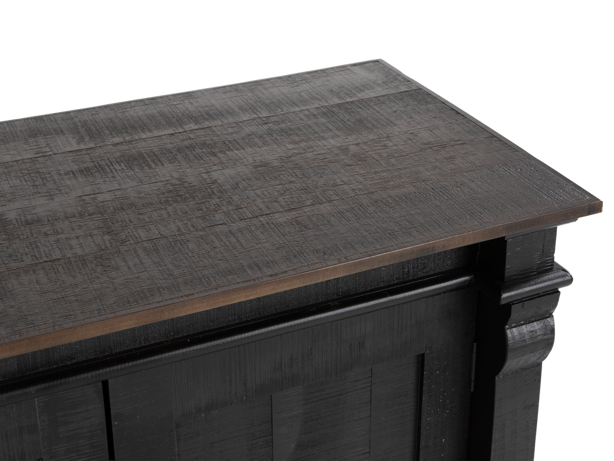 Rustic Black Sideboard Buffet / TV Stand with Weathered Wood Top