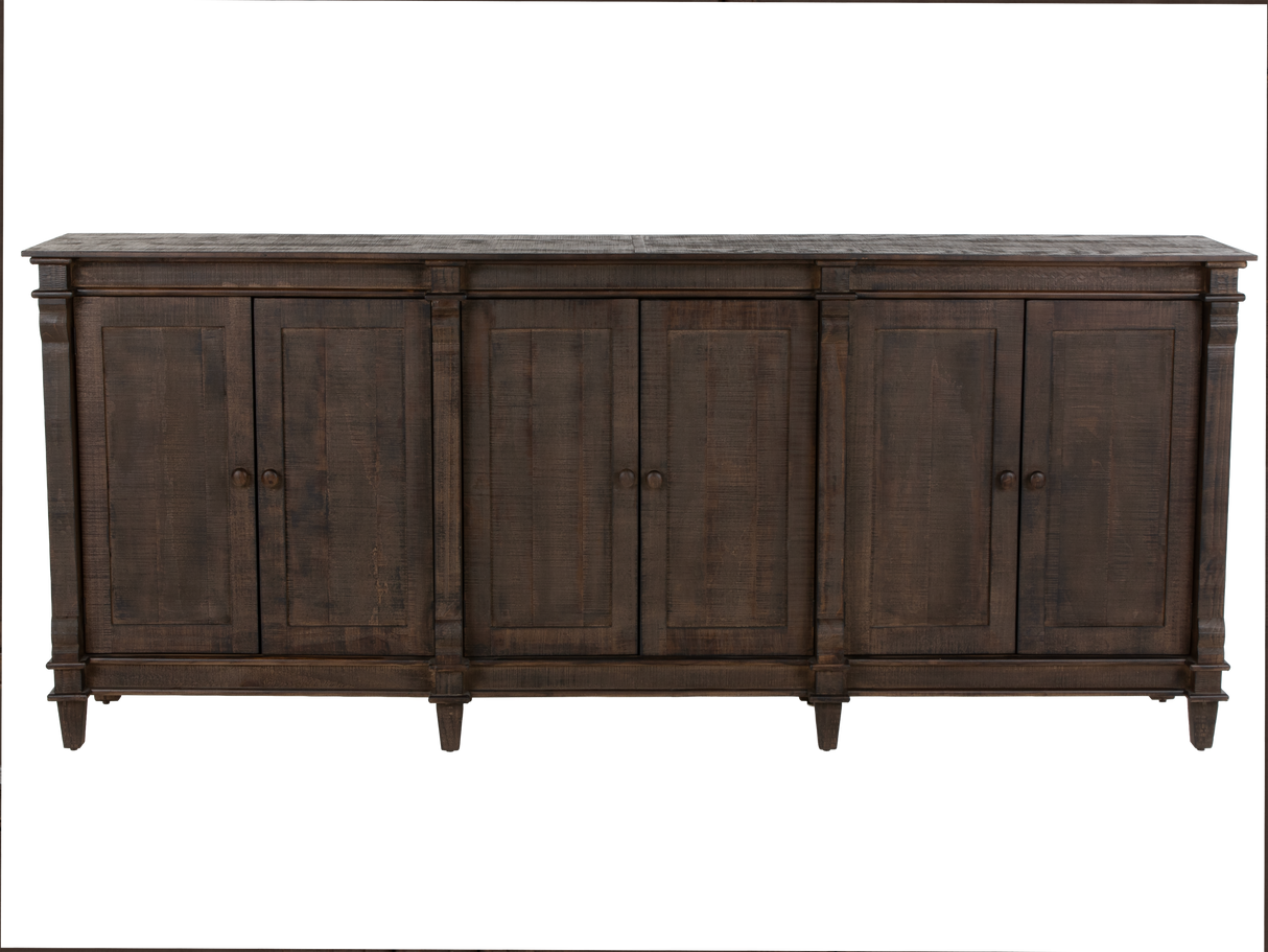 Rustic Weathered Brown 4-Door Sideboard Buffet / TV Stand