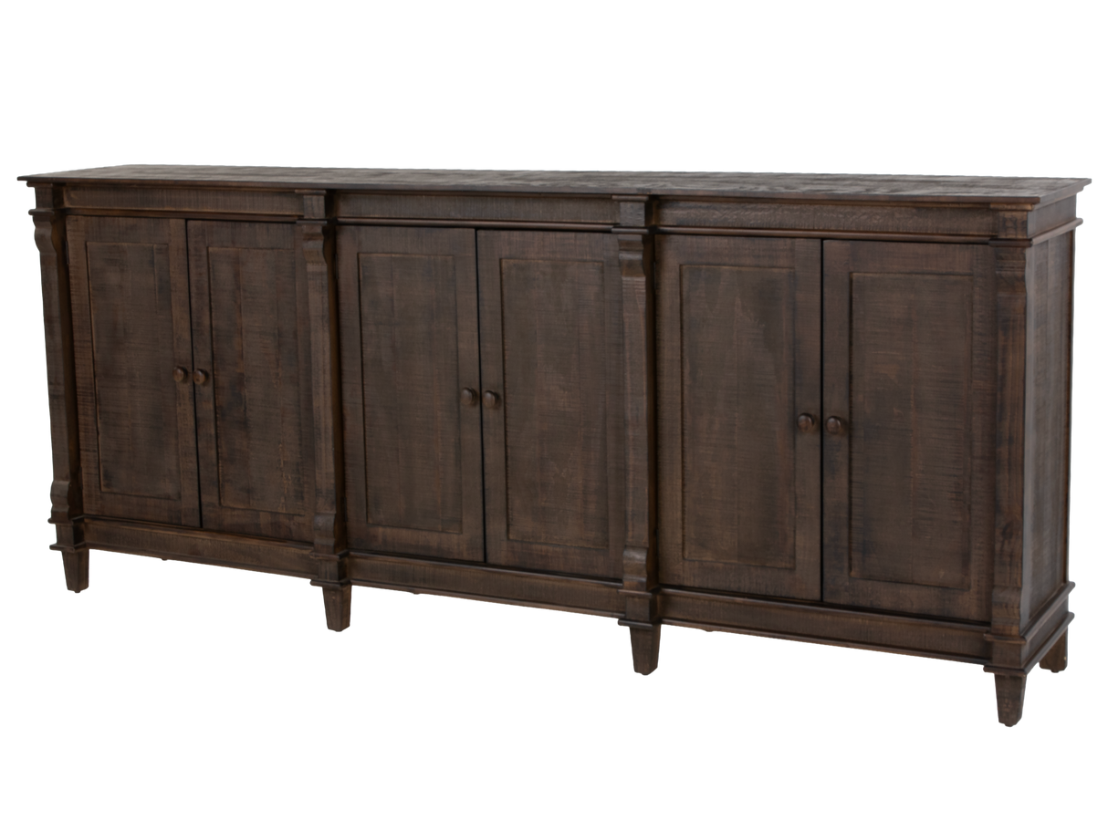 Rustic Weathered Brown 4-Door Sideboard Buffet / TV Stand