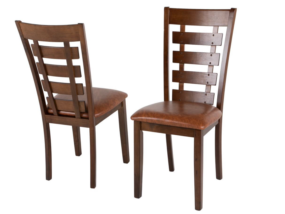 6 Piece Rectangular Dining Set with Bench – Warm Brown Finish