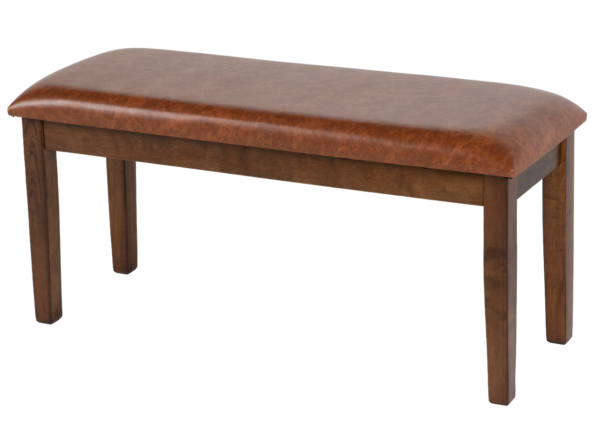 6 Piece Rectangular Dining Set with Bench – Warm Brown Finish