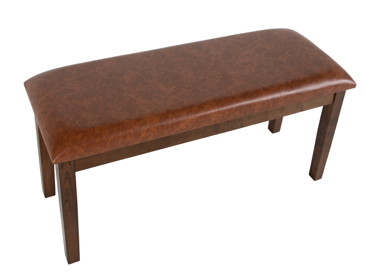 6 Piece Rectangular Dining Set with Bench – Warm Brown Finish