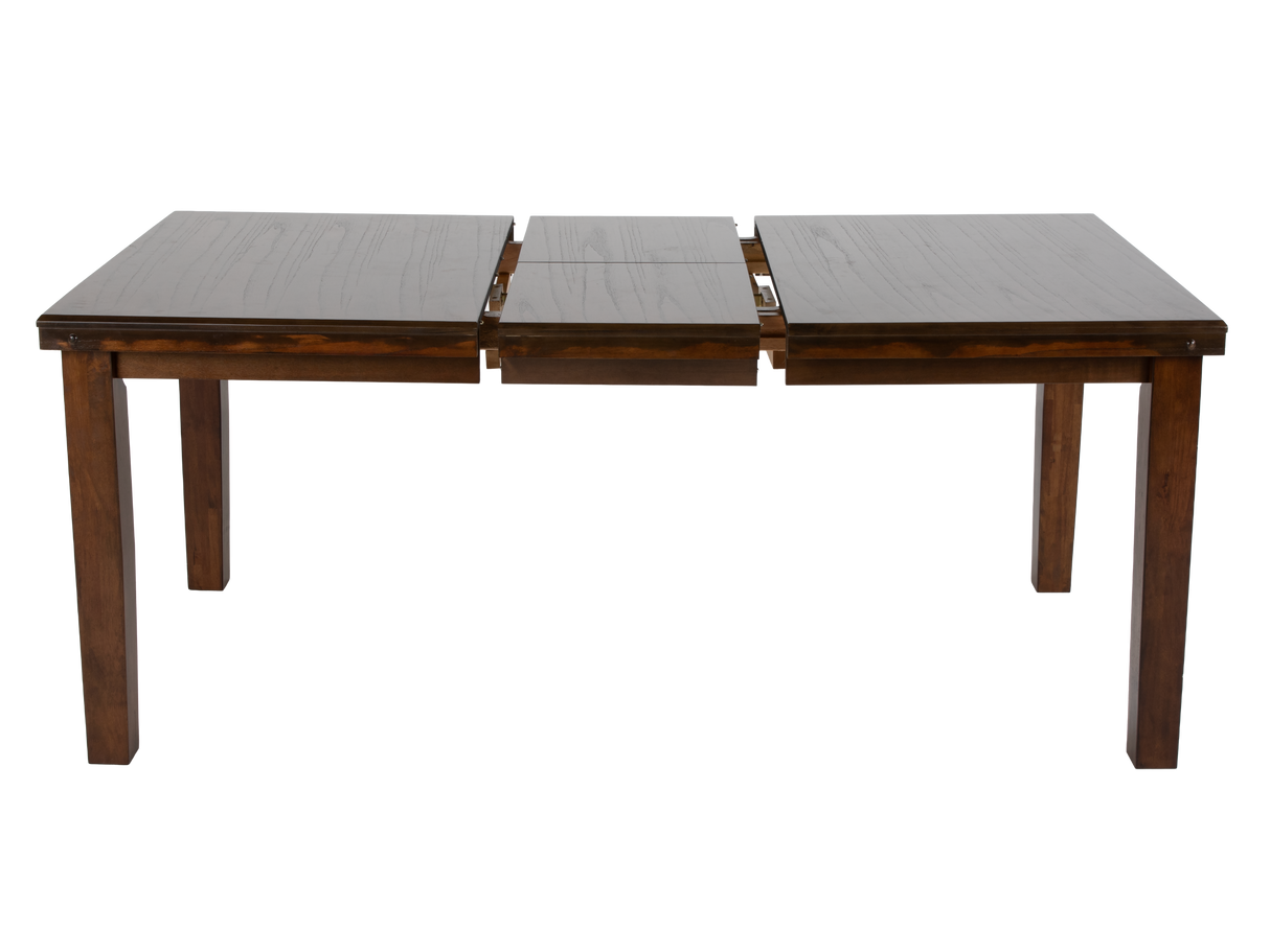 6 Piece Rectangular Dining Set with Bench – Warm Brown Finish