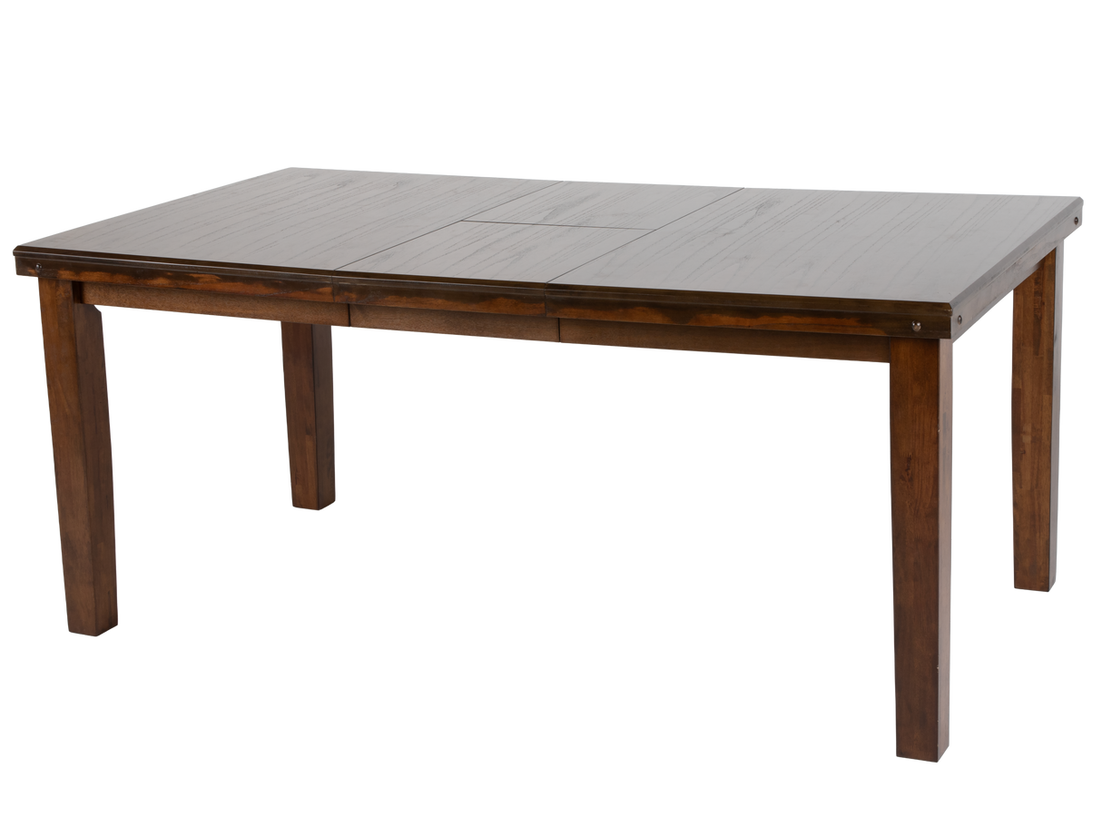 6 Piece Rectangular Dining Set with Bench – Warm Brown Finish