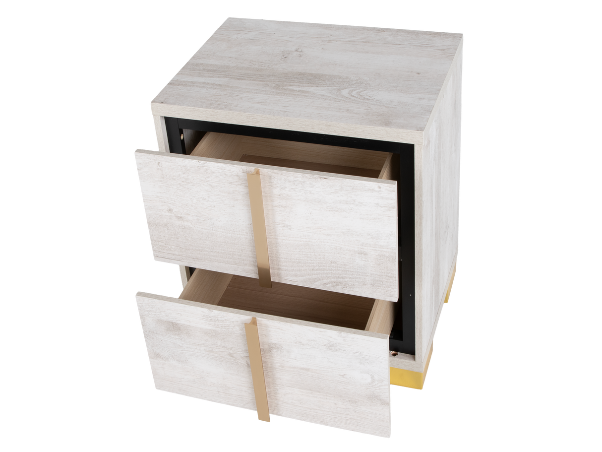 White Oak Modern 6-Piece Queen Bedroom Set (Bed, Dresser, Mirror & Nightstand)