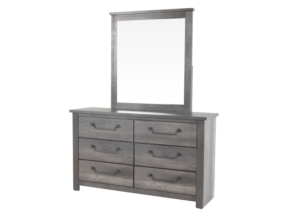 Gray Panel Storage Bedroom Set with Dresser, Mirror, & Nightstand
