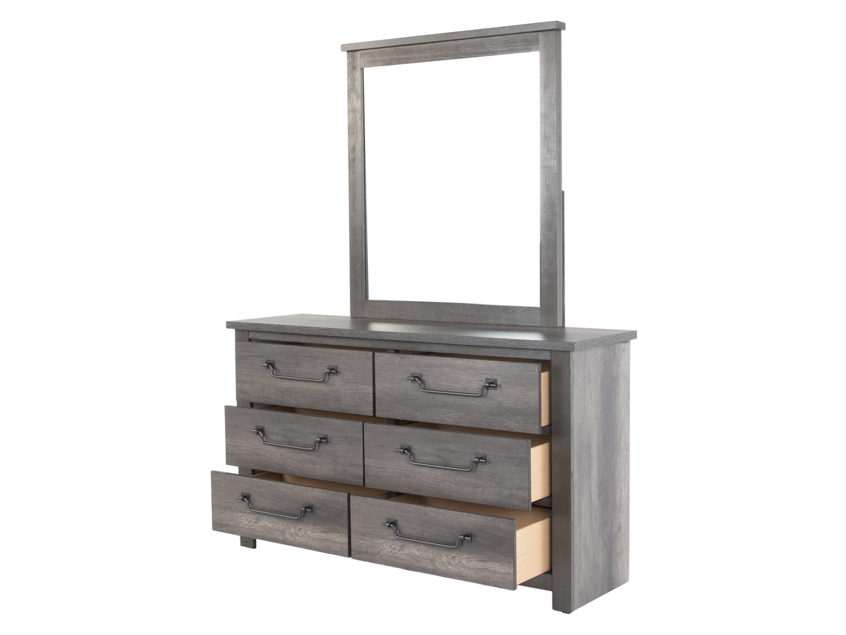 Gray Panel Storage Bedroom Set with Dresser, Mirror, & Nightstand