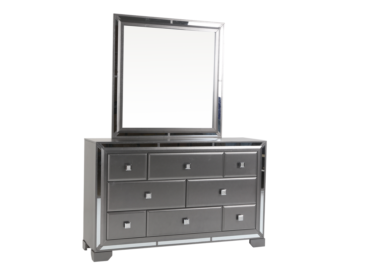Silver dresser with mirror on a white background
