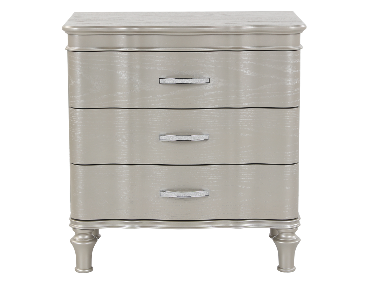 6 Piece Champagne Velvet Scalloped Bedroom Set by Mollai Collections | Bel Furniture