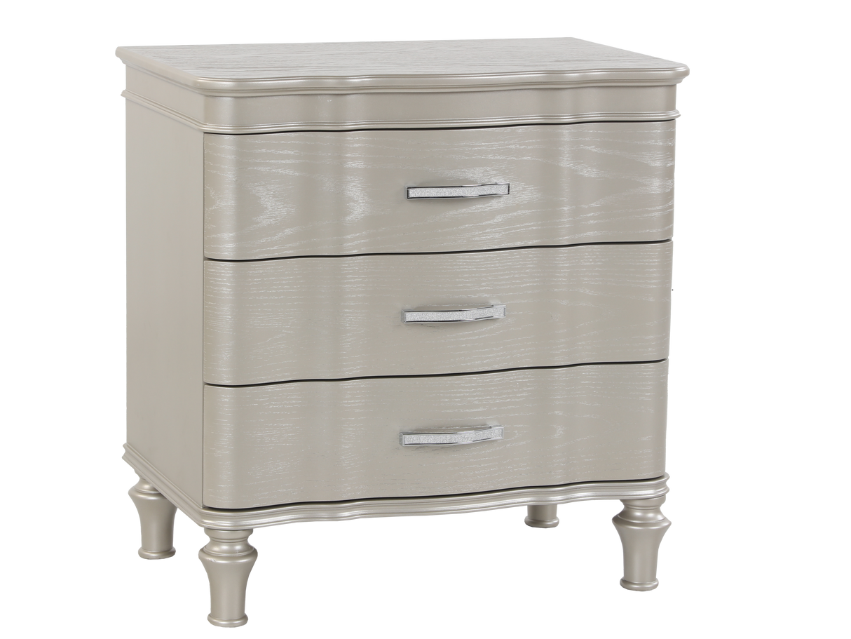 6 Piece Champagne Velvet Scalloped Bedroom Set by Mollai Collections | Bel Furniture