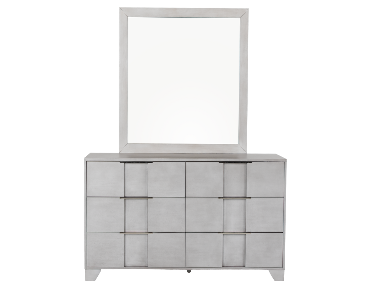 Modern Light Gray 6-Piece Bedroom Set with LED Headboard