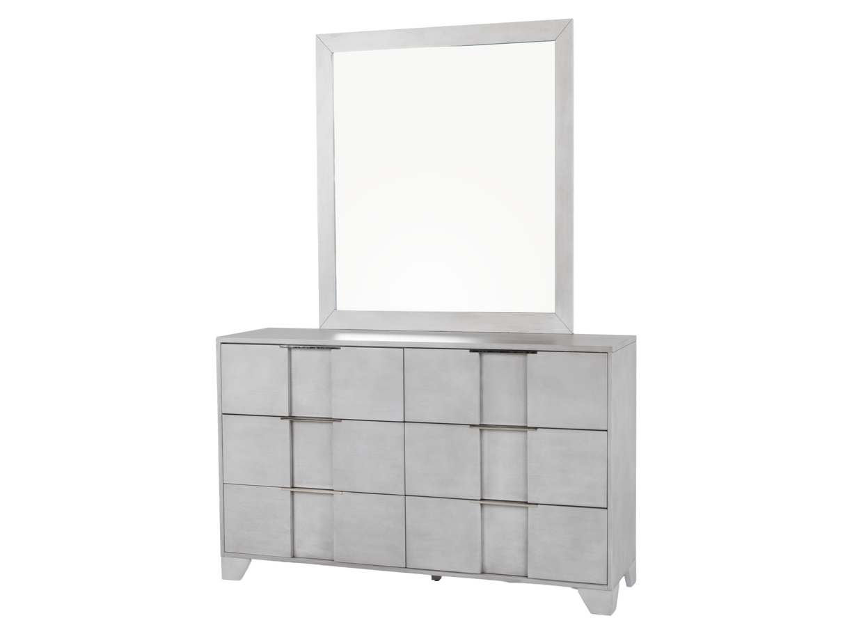 Modern Light Gray 6-Piece Bedroom Set with LED Headboard