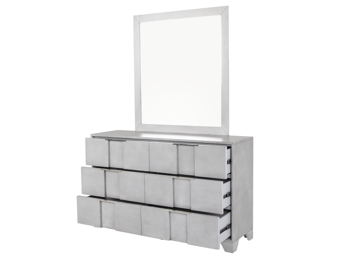 Modern Light Gray 6-Piece Bedroom Set with LED Headboard