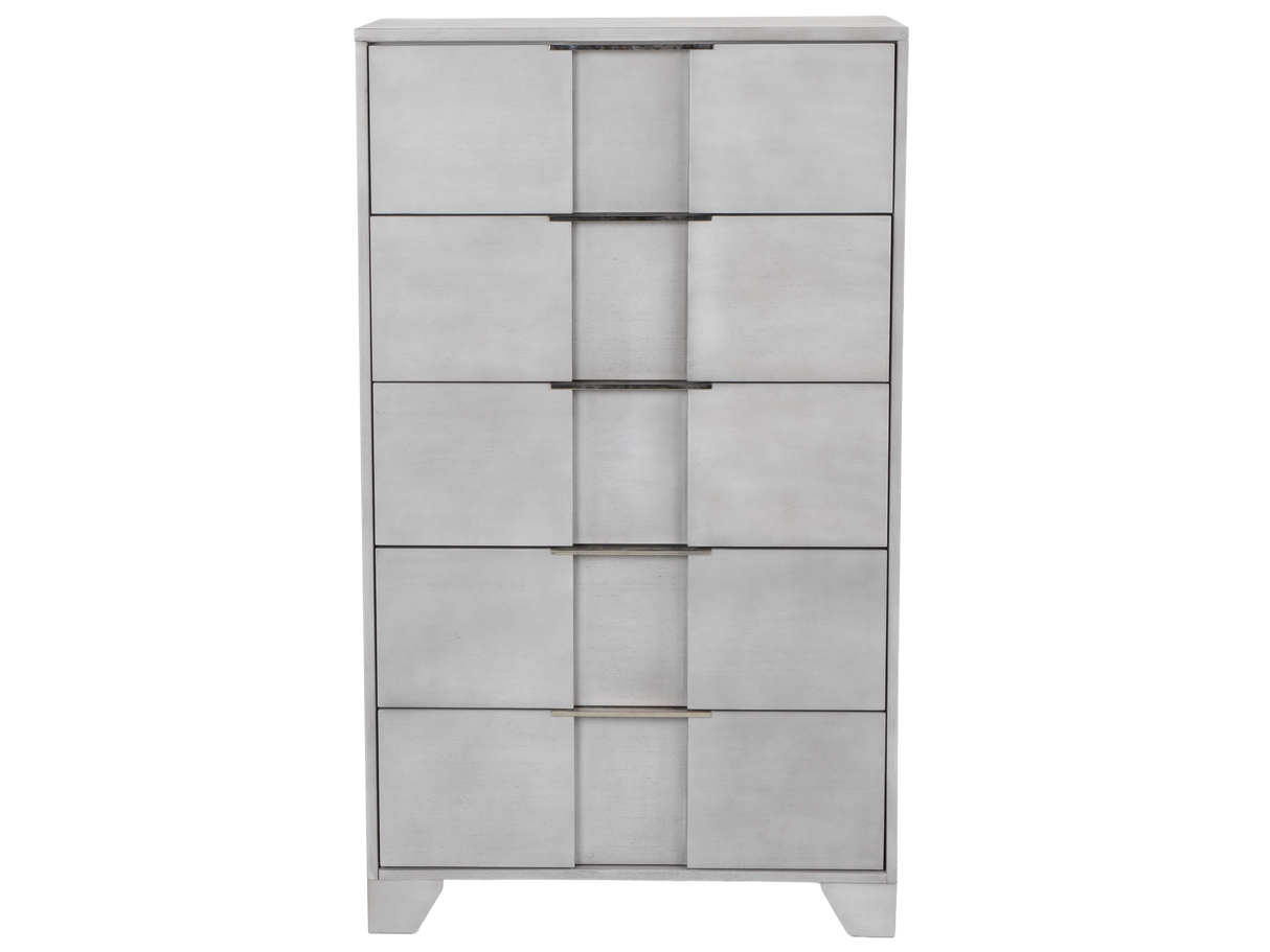 Modern Light Gray Chest with Nickel Hardware