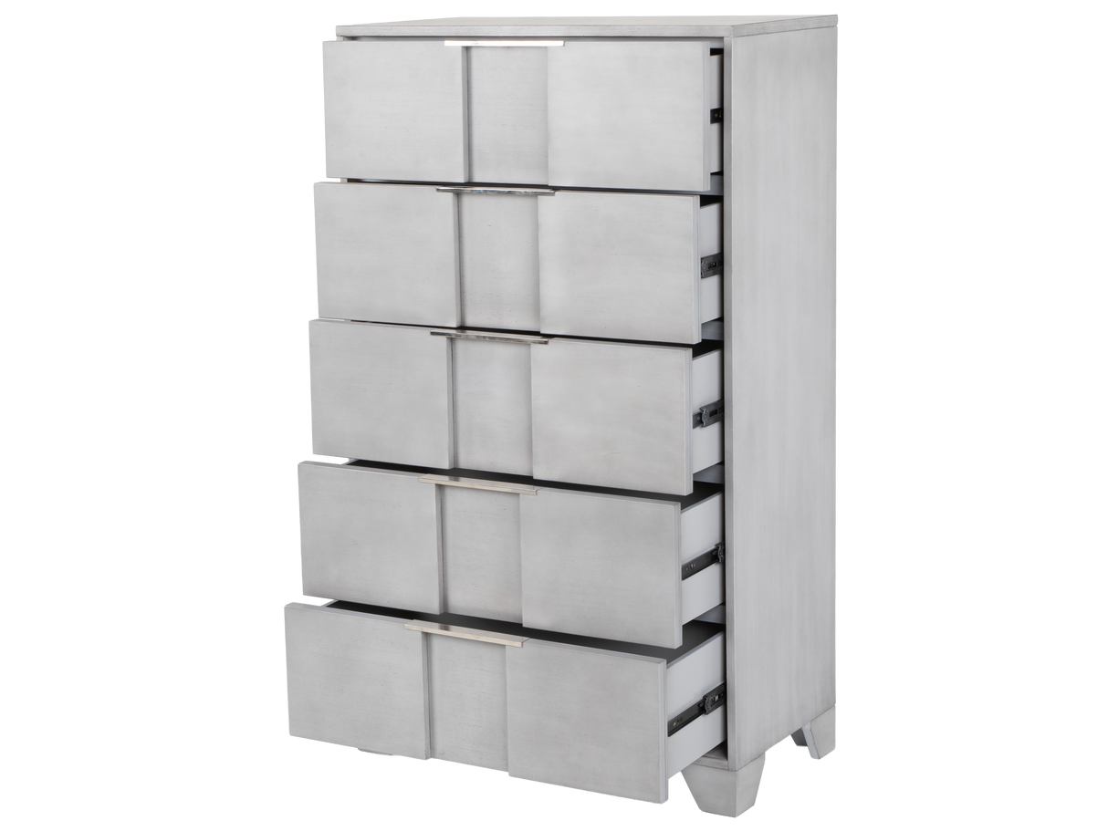 Modern Light Gray Chest with Nickel Hardware
