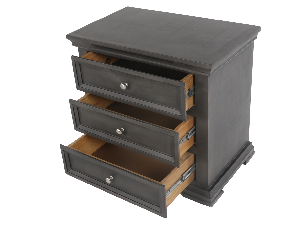 Modern Gray 3 Drawer Nightstand