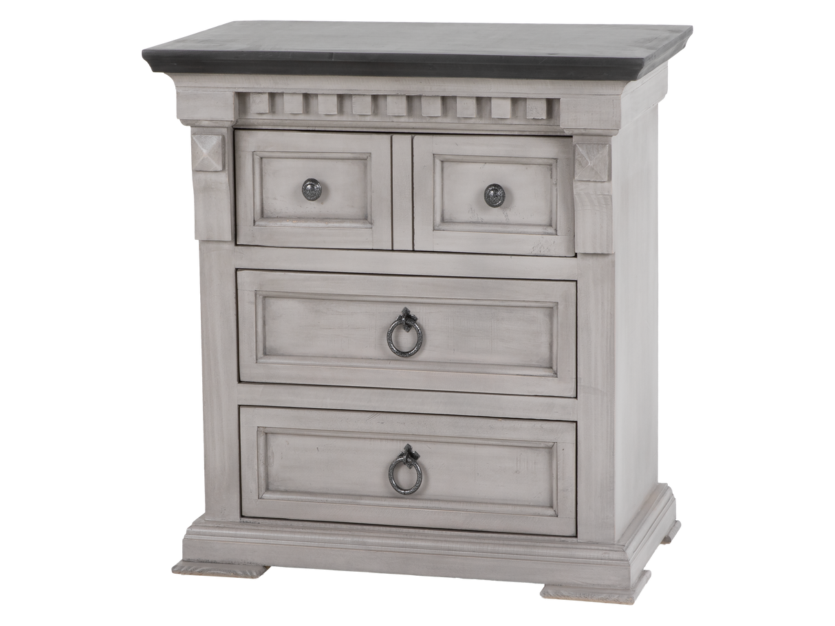 Mission Hills Rustic Farmhouse 6-Piece Bedroom Set – Two-Tone Gray/White Panel Bed