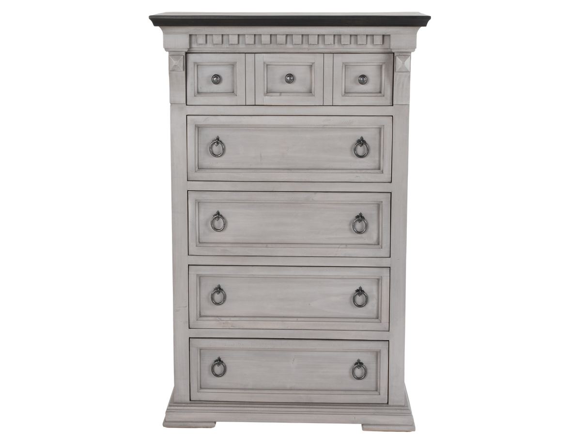 Mission Hills Rustic Farmhouse Two-Tone Chest – Weathered Gray/White with Dark Top