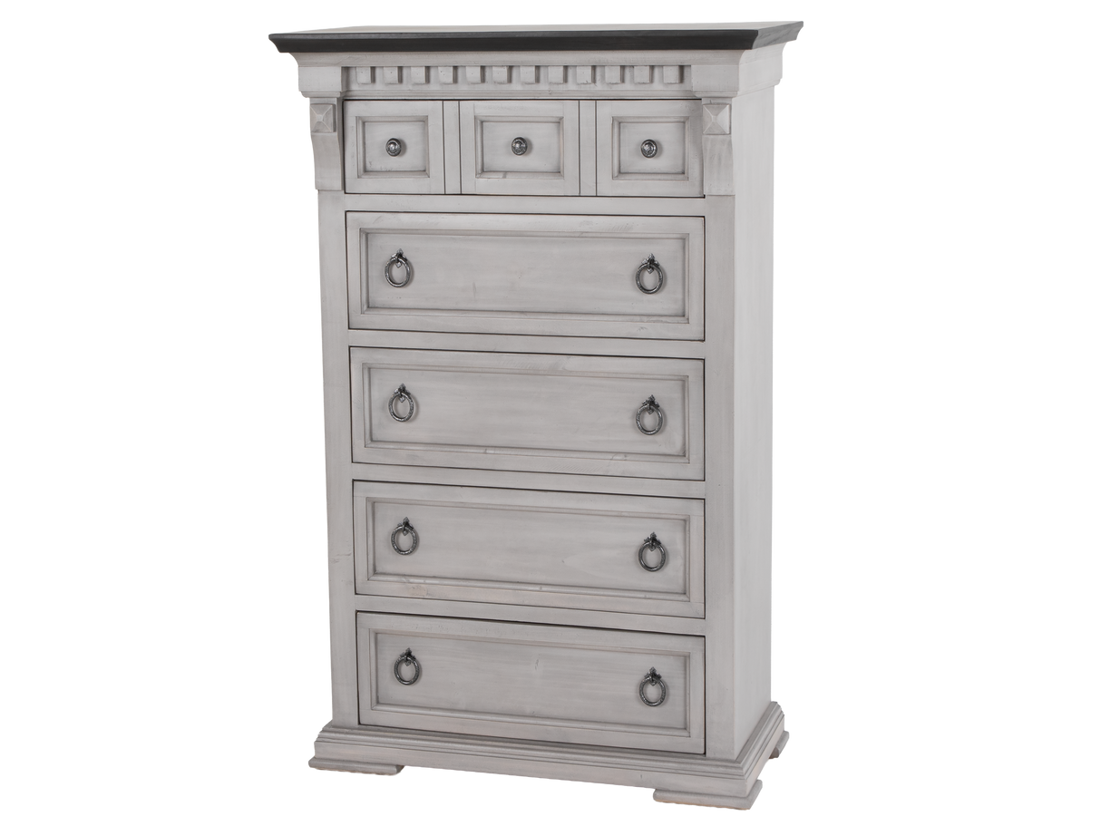 Mission Hills Rustic Farmhouse Two-Tone Chest – Weathered Gray/White with Dark Top
