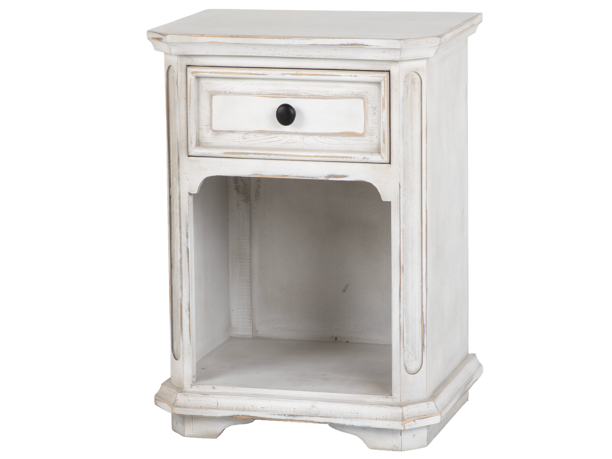 Magnolia 7-Piece Farmhouse Storage Bedroom Set with Storage Bench Footboard Bed, Vanity Desk, Tri-Fold Mirror, Stool & Nightstand – Savanna White.