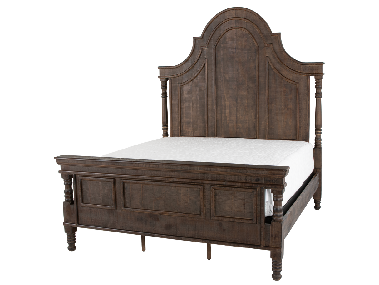 Honeywood Rustic Solid wood 6-Piece Bedroom Set with Arched Headboard, Dresser, Mirror & Nightstand