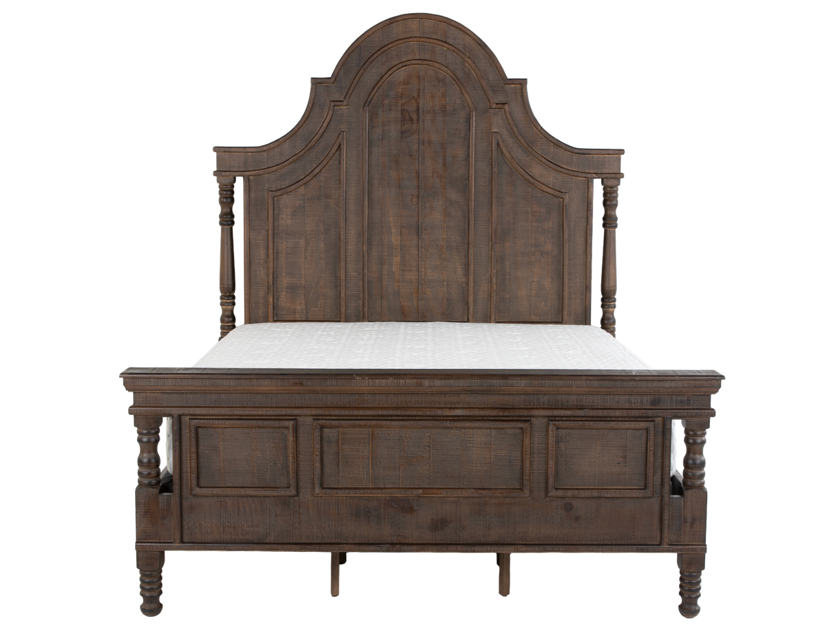 Honeywood Rustic Solid wood 6-Piece Bedroom Set with Arched Headboard, Dresser, Mirror & Nightstand