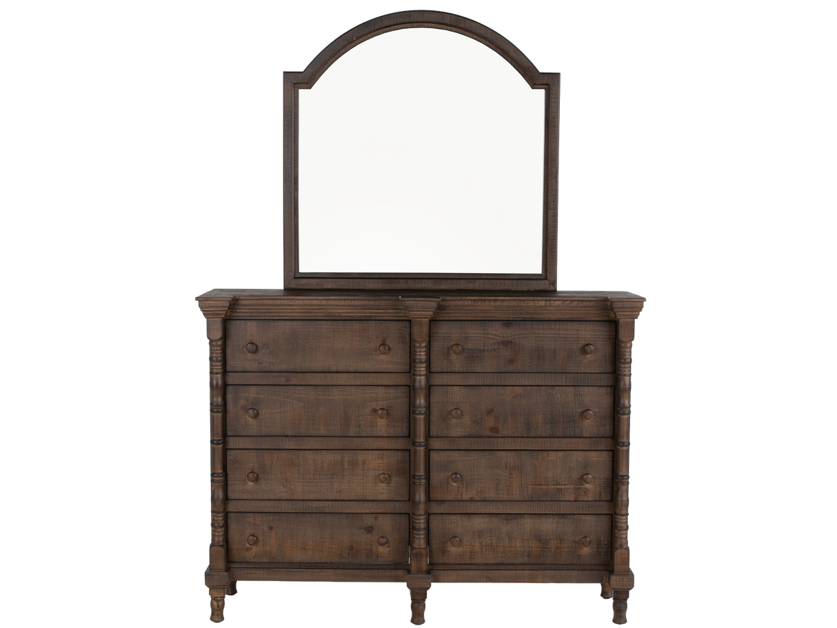 Honeywood Rustic Solid wood 6-Piece Bedroom Set with Arched Headboard, Dresser, Mirror & Nightstand