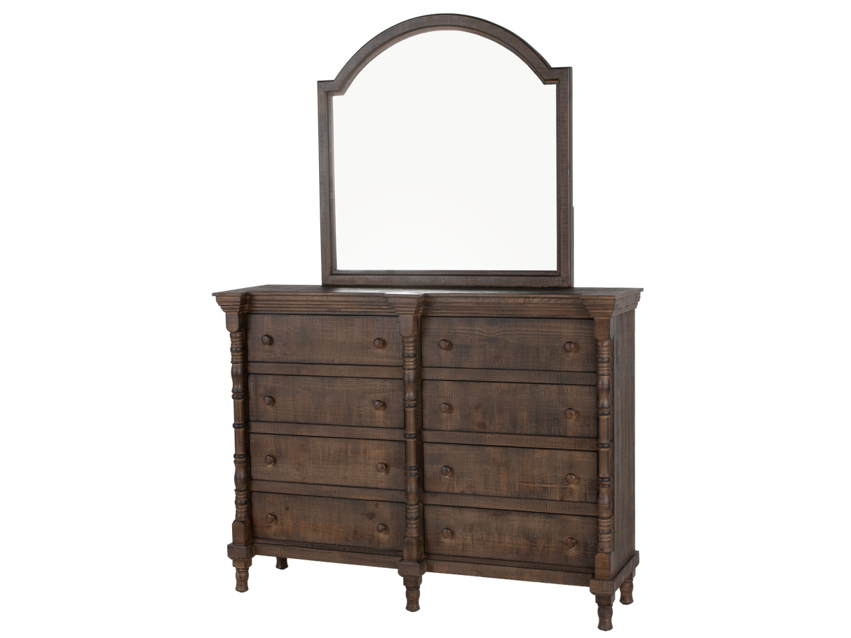 Honeywood Rustic Solid wood 6-Piece Bedroom Set with Arched Headboard, Dresser, Mirror & Nightstand