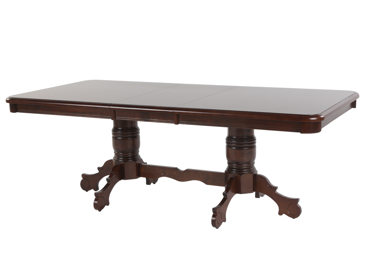 Wooden dining table with a white background