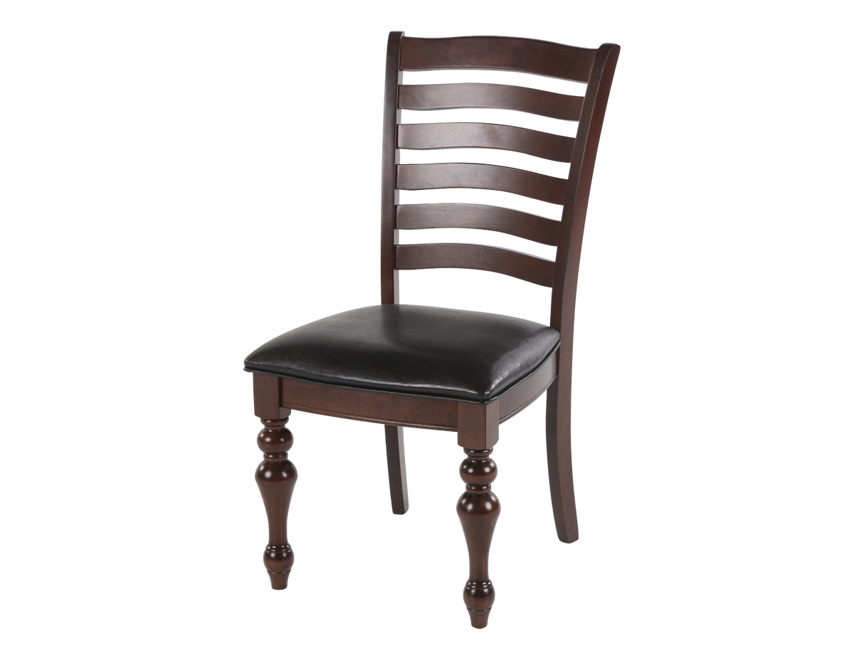 Wooden chair with a black cushion on a white background