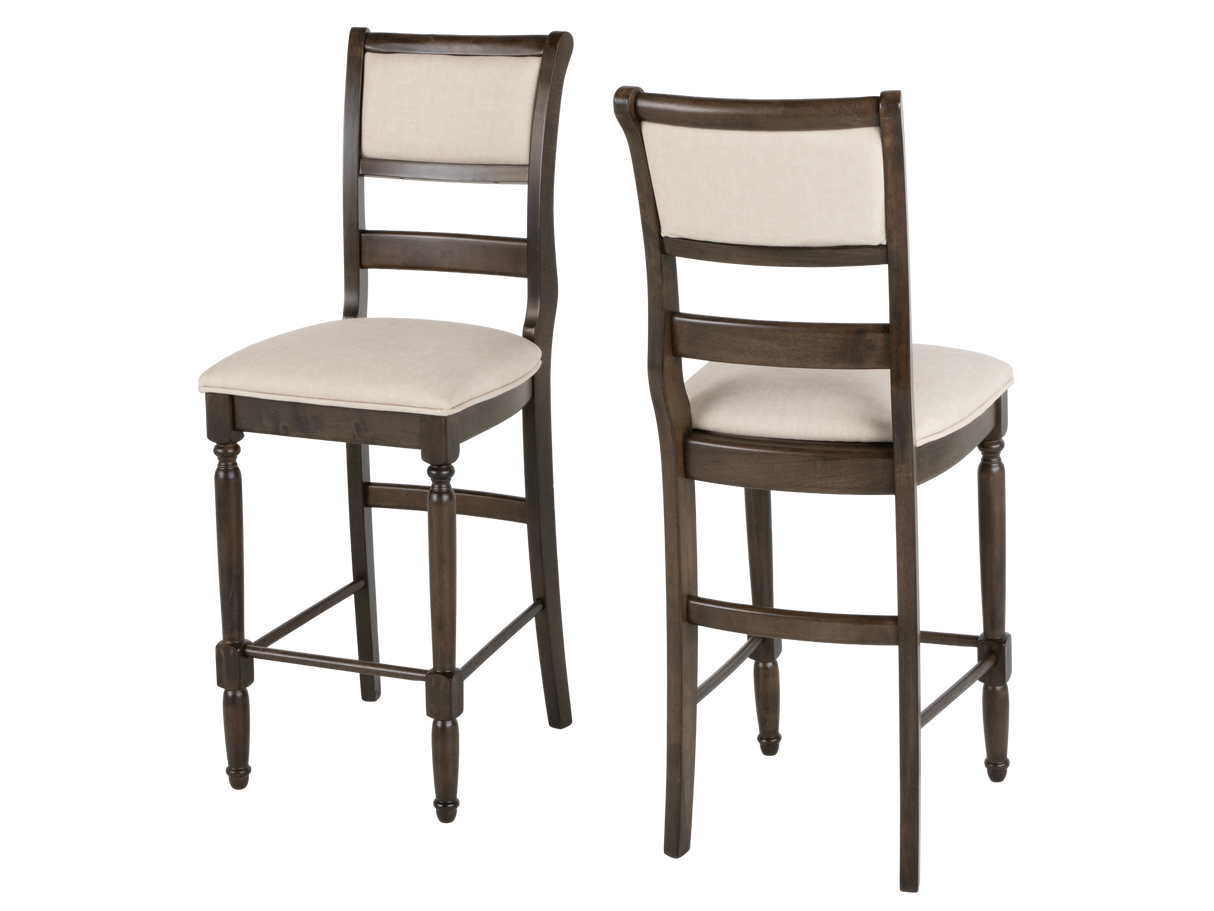 Transitional Dark Brown & Gray 7-Piece Counter Height Dining Set with Storage Shelf