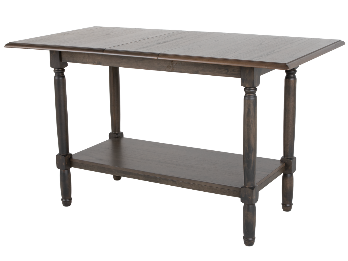 Transitional Dark Brown & Gray 7-Piece Counter Height Dining Set with Storage Shelf