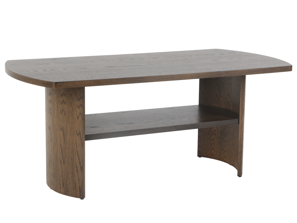 Rustique Brown 7-Piece Dining Set — 70″ Rectangular Table & 6 Upholstered Barrel Chairs