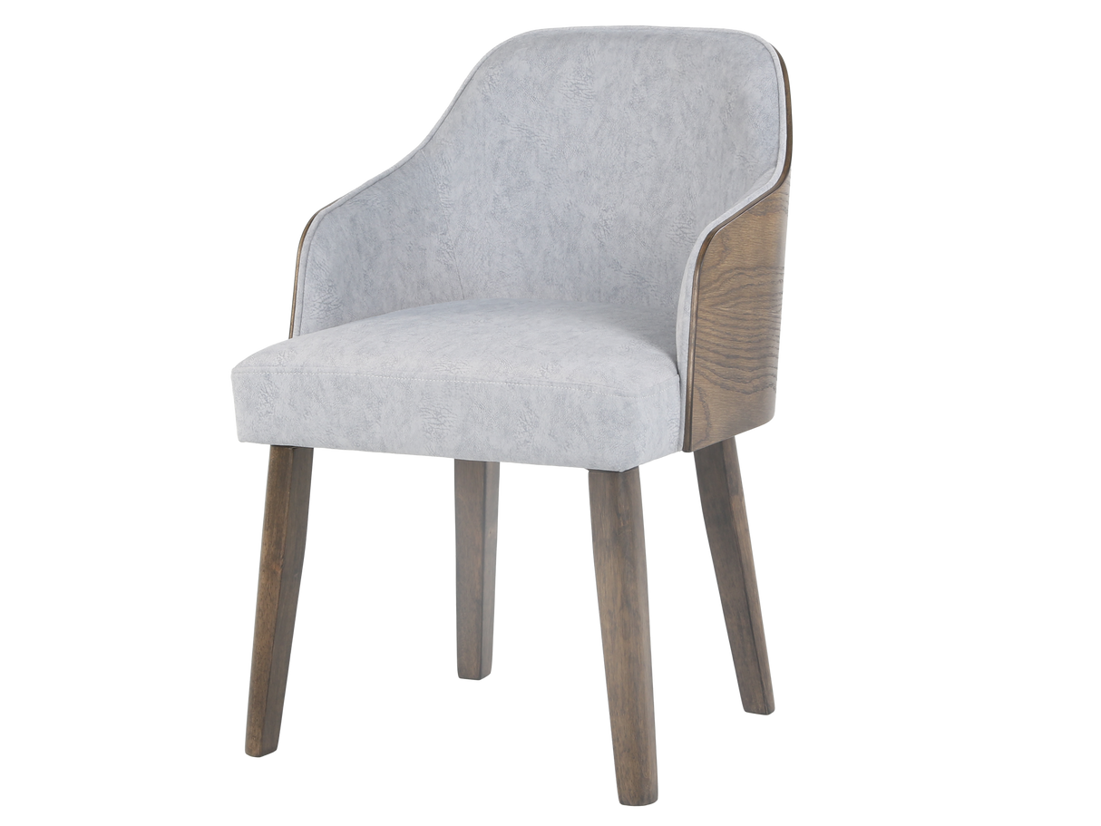 Rustique Brown 7-Piece Dining Set — 70″ Rectangular Table & 6 Upholstered Barrel Chairs