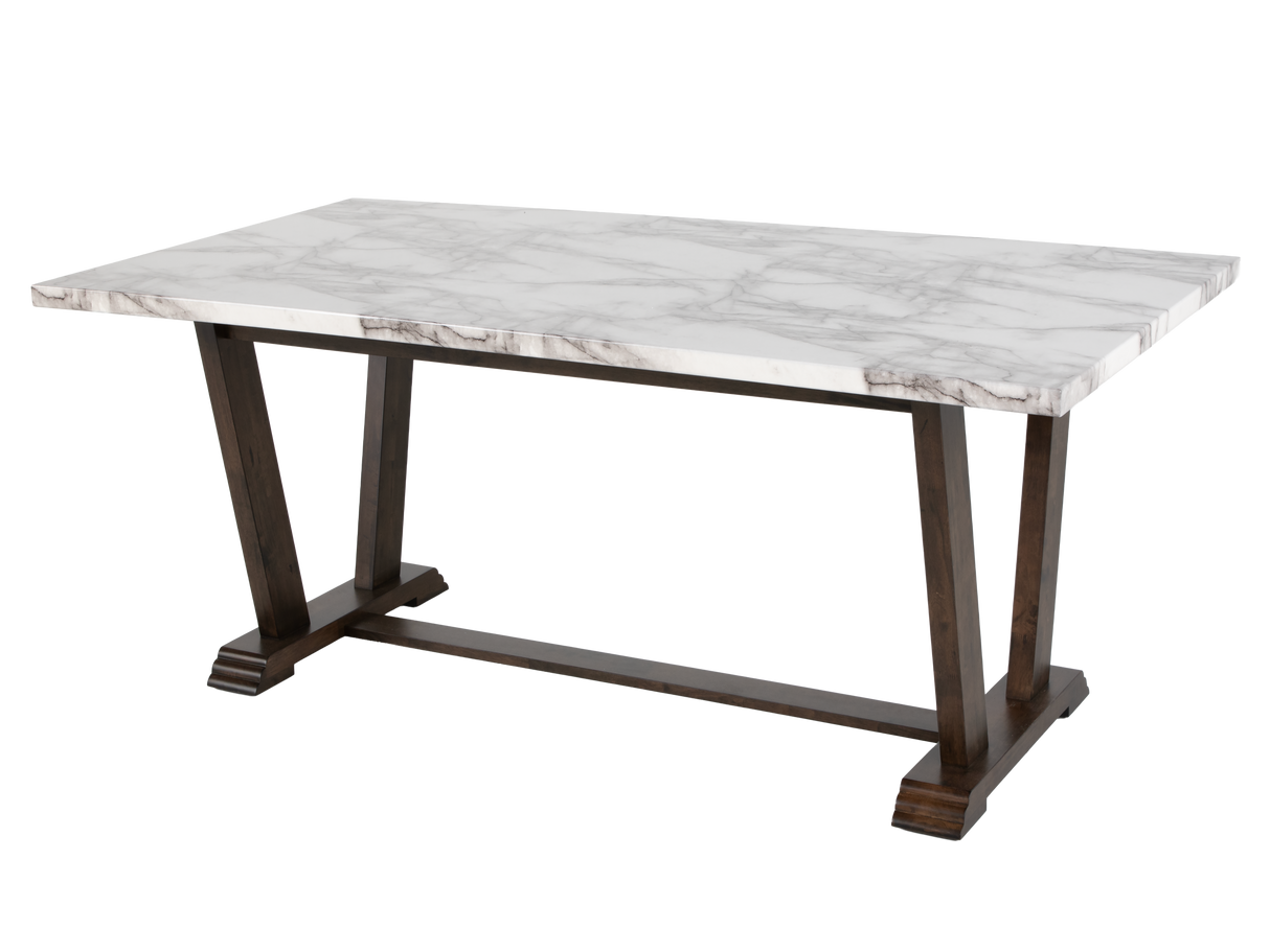 Modern Farmhouse Antique Brown & White Faux Marble 7-Piece Dining Set