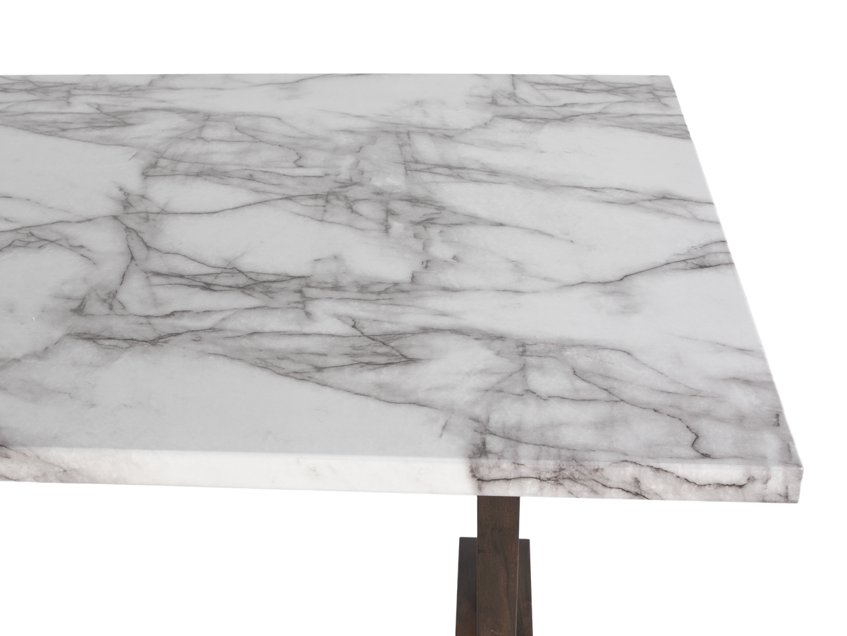 Modern Farmhouse Antique Brown & White Faux Marble 7-Piece Dining Set