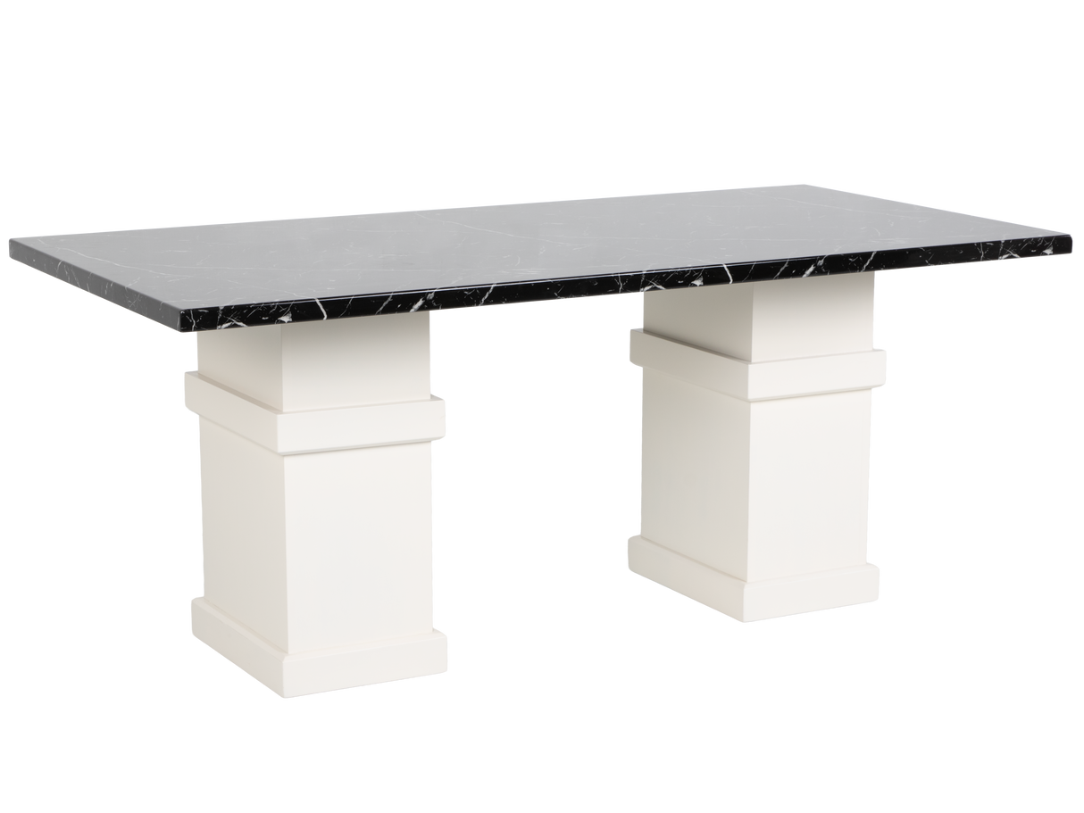 Parisian Elegance 7-Piece Dining Set with Black Top and White Pedestal Base