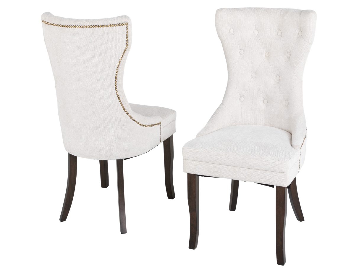 78" Rustic Brown 7-Piece Trestle Dining Set with Tufted Pearl Chairs