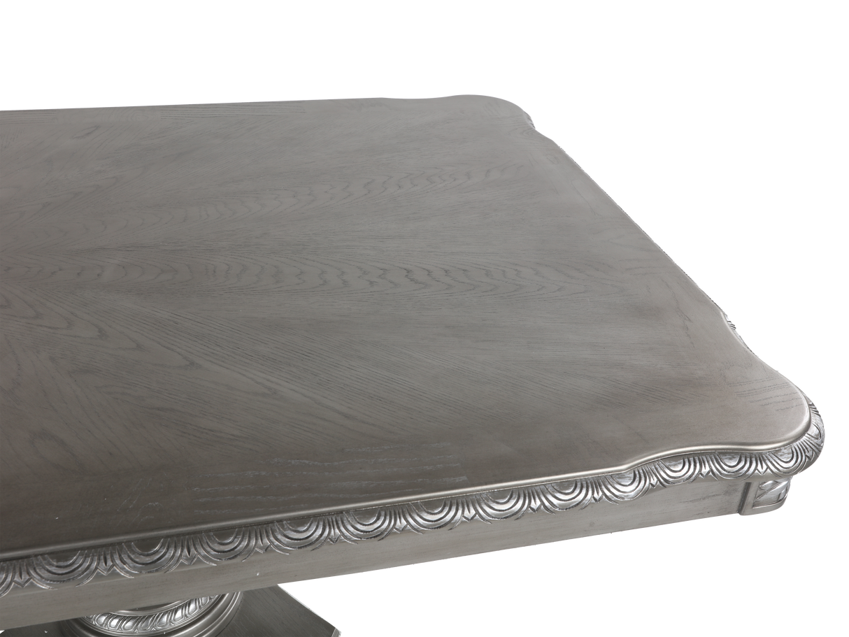 Grey Glam 9-Piece Double Pedestal Dining Set with Tufted Chairs