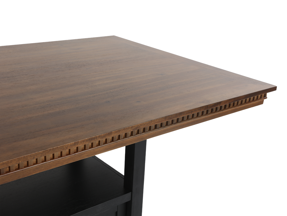 Wooden table with a dark brown finish on a white background