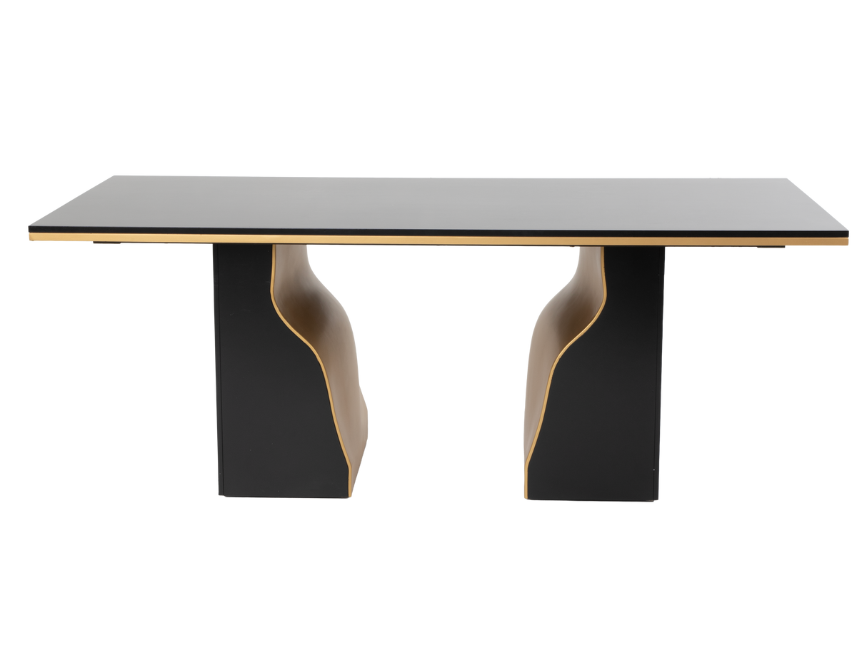 7 Piece Modern Black and Gold Dining Set