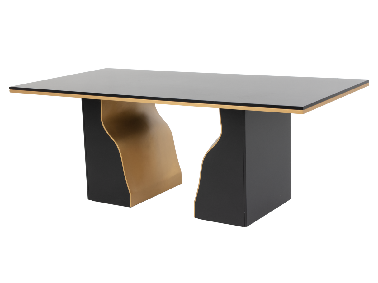 7 Piece Modern Black and Gold Dining Set