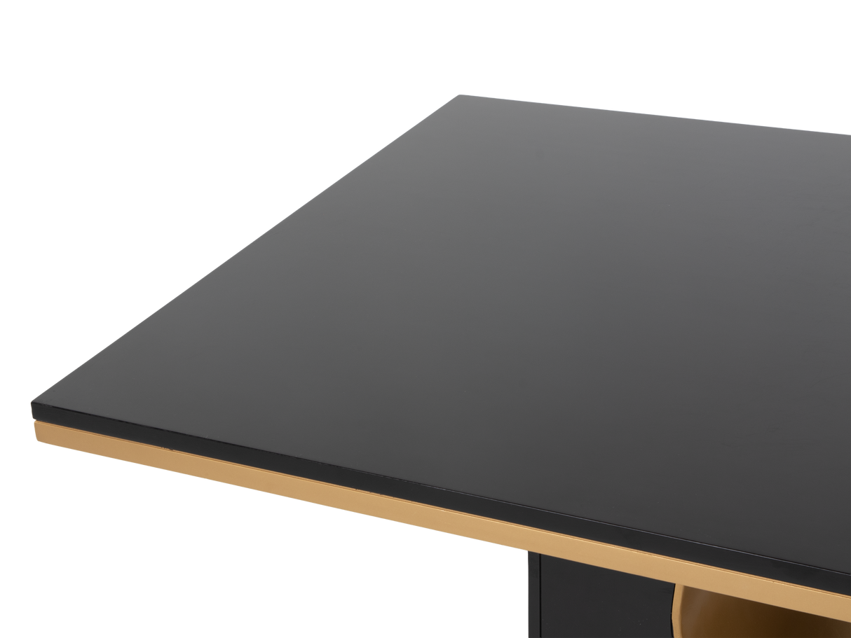 7 Piece Modern Black and Gold Dining Set