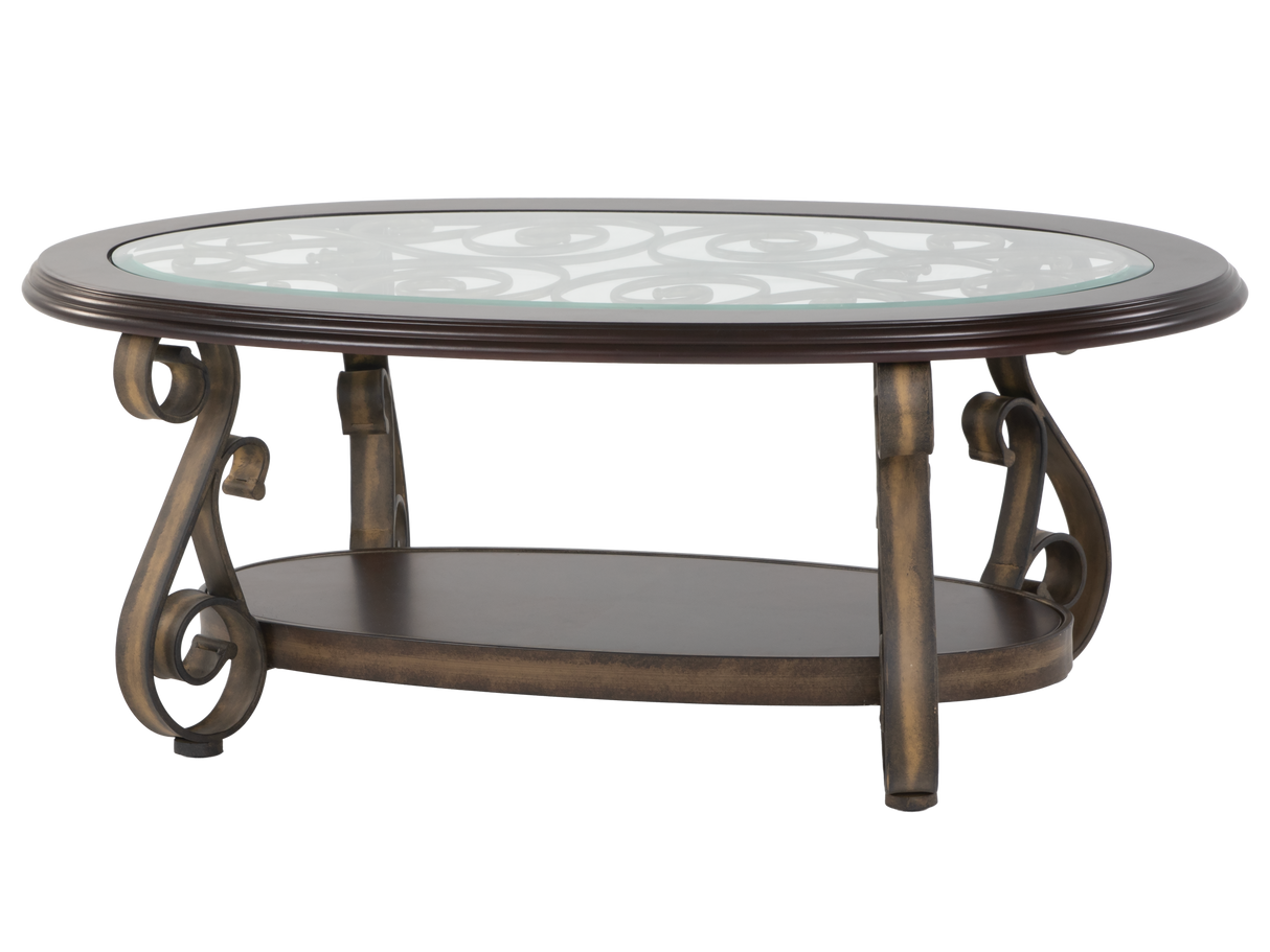 3-Piece Living Room Coffee Table Set with Glass Tops & Curved Metal Legs