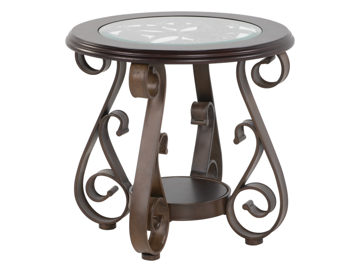 3-Piece Living Room Coffee Table Set with Glass Tops & Curved Metal Legs