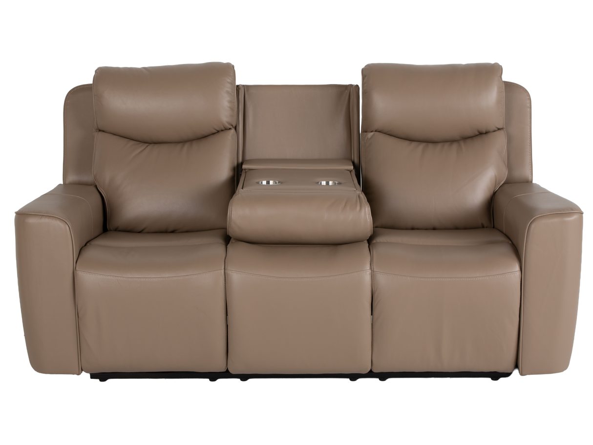 Beige 3-Piece Power Reclining Living Room Set with USB Ports, Console Loveseat & Drop-Down Table