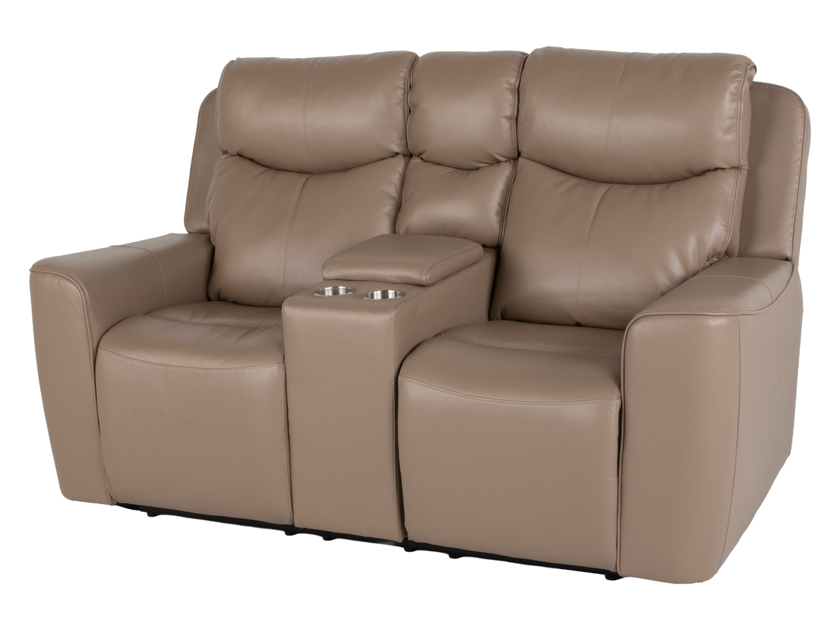 Beige 3-Piece Power Reclining Living Room Set with USB Ports, Console Loveseat & Drop-Down Table