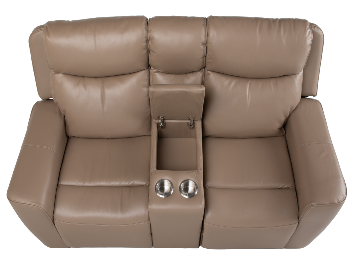 Beige 3-Piece Power Reclining Living Room Set with USB Ports, Console Loveseat & Drop-Down Table